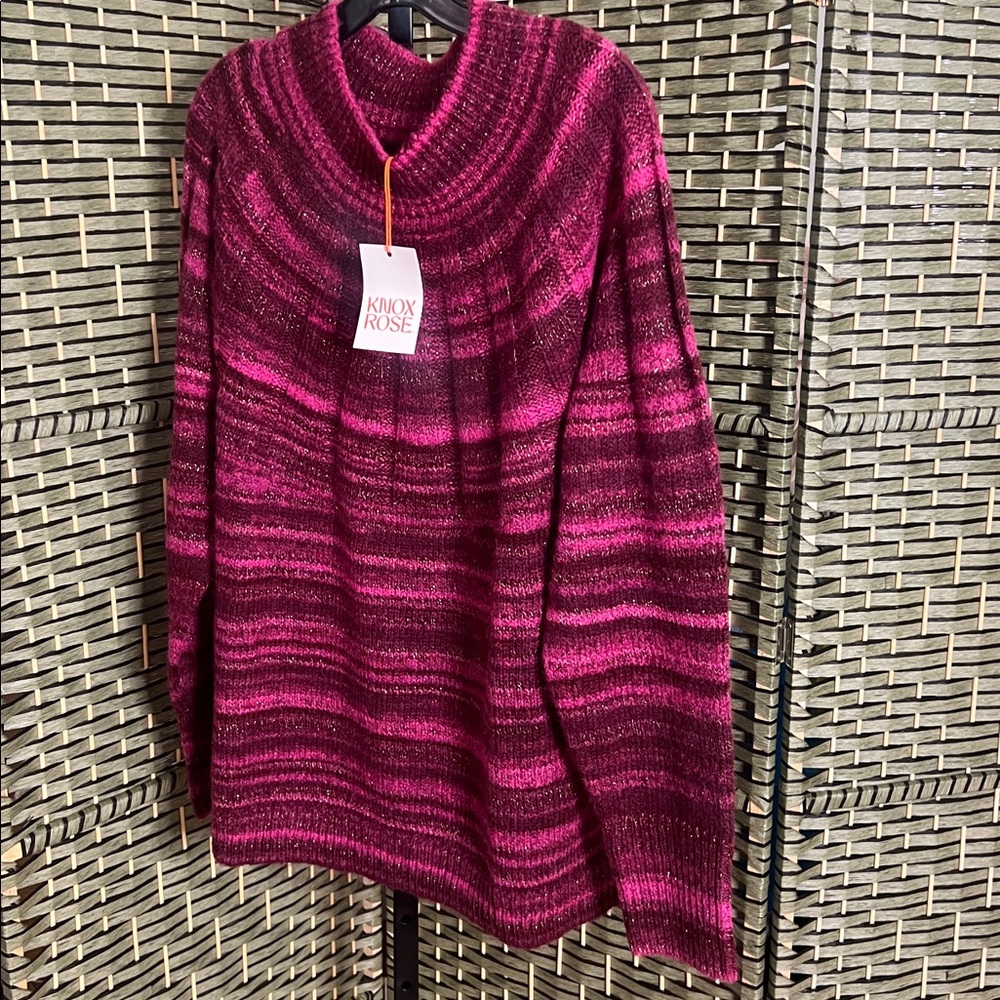 Knox Rose Burgundy and‎ Pink Striped Sweater size 1X